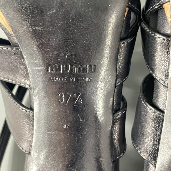 Authentic Miu Miu Washed Leather Platform Strappy High Heel Sandals, 37.5 - Picture 11 of 11